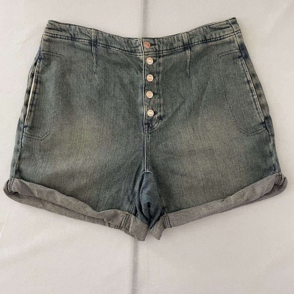We The Free Osaka Denim Shorts High Rise Button Fly Blue Size 31